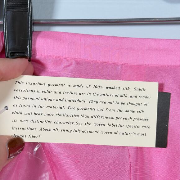 Deadstock 100% Silk Taffeta Pants Pink Vintage 90s Trousers Bubblegum Barbiecore - Picture 5 of 12